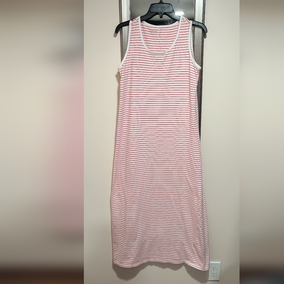 Basic Editions Cotton Red and White Striped Midi/Maxi Dress - Picture 2 of 6